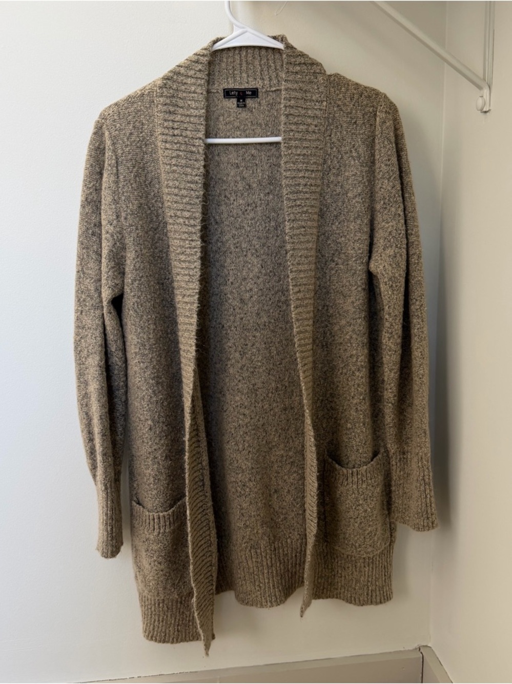 Women's Soft and Cozy Knit Tan Cardigan with Pockets, size M